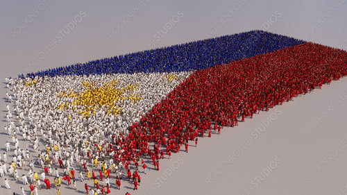 Philippine Banner Background, with People gathering to form the Flag of Philippines.