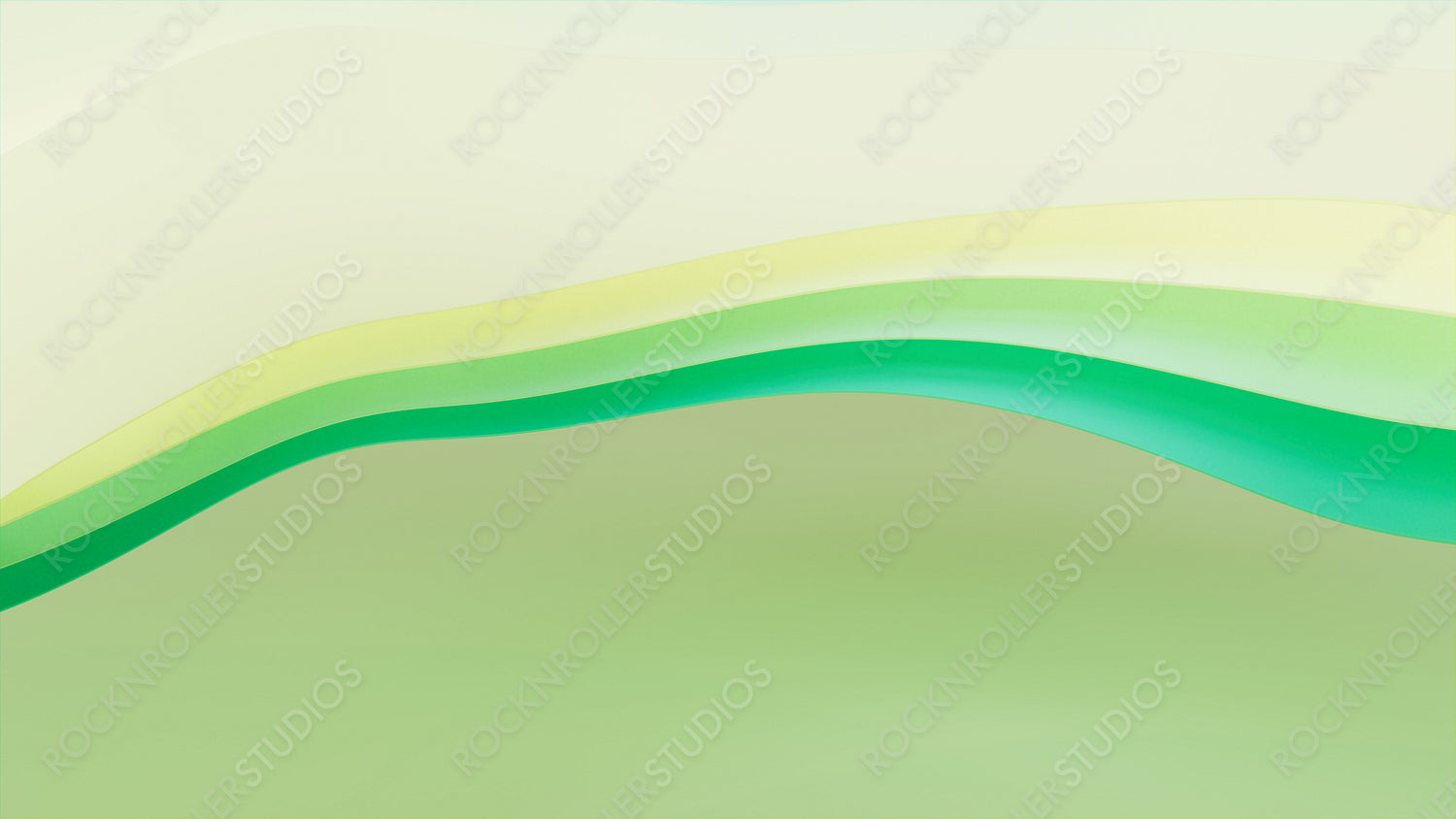 Abstract wallpaper made of Yellow and Green 3D Ribbons. Multicolored 3D Render with copy-space. 