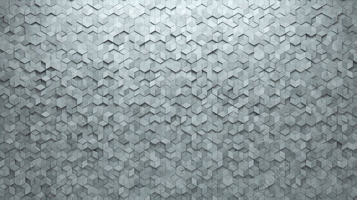 Polished, Diamond Shaped Wall background with tiles. Futuristic, tile Wallpaper with Concrete, 3D blocks. 3D Render