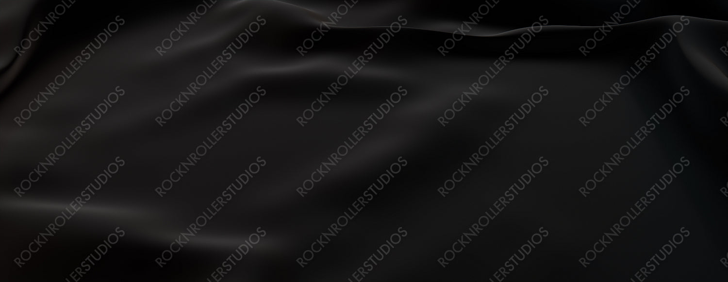 Black Textile with Ripples and Folds. Luxury Surface Banner.