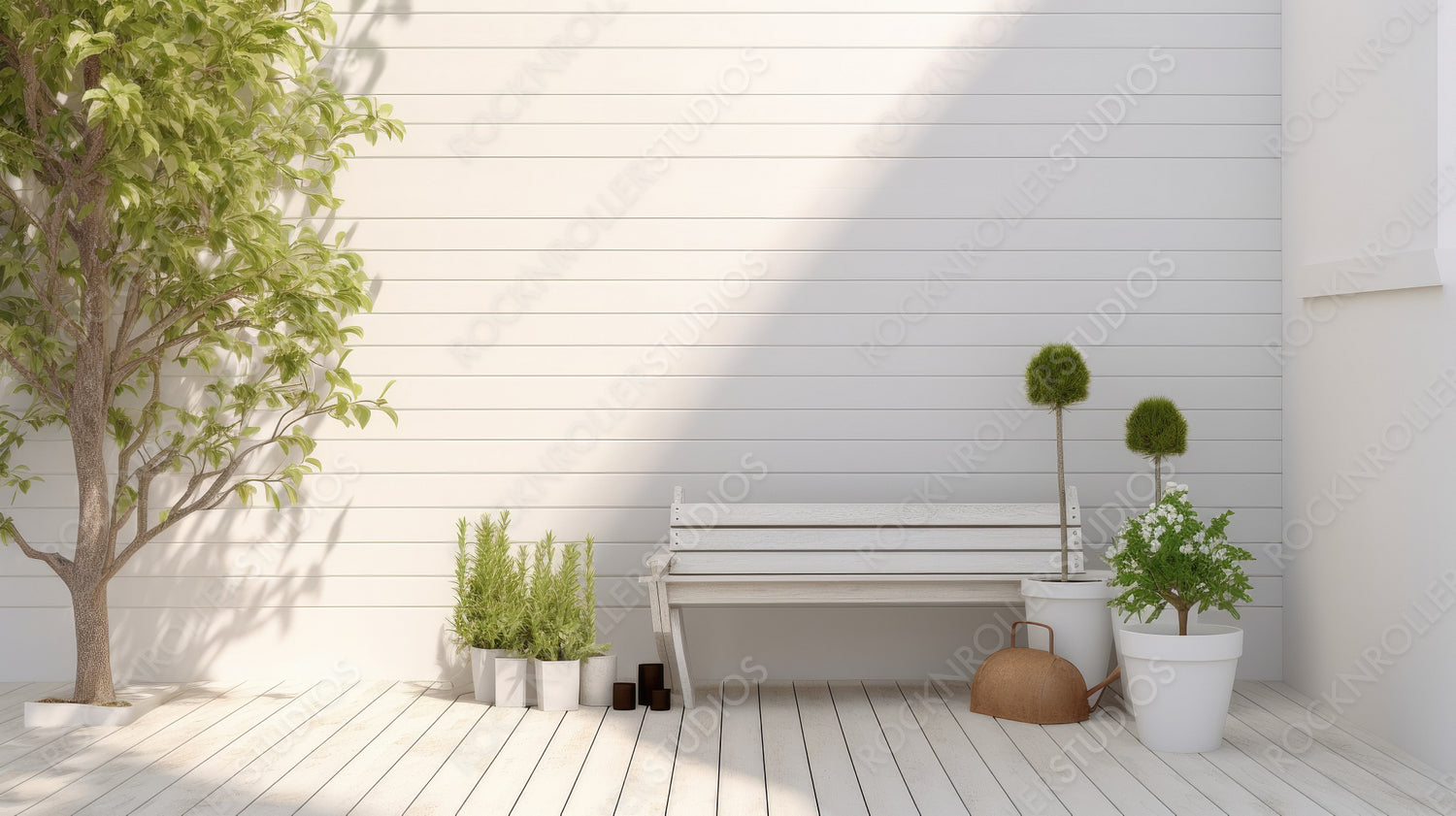 Modern Terrace Background. Stylish Interior Design. Generative AI.