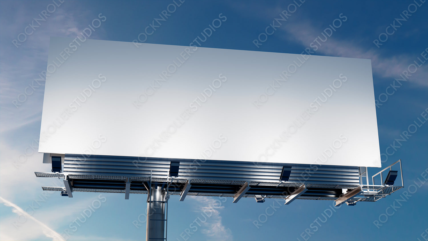 Advertising Billboard. Empty Exterior Sign against a Dusk Sky. Design Template.