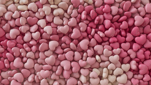 Multicolored Heart background. Valentine Wallpaper with Pink and White love hearts. 3D Render