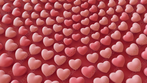 Valentine's Day Wallpaper. Spiral Design with Pink 3d Hearts. 3D Render.