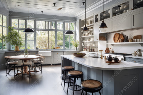 Modern Interior Design Background. Stylish Kitchen. Generative AI.