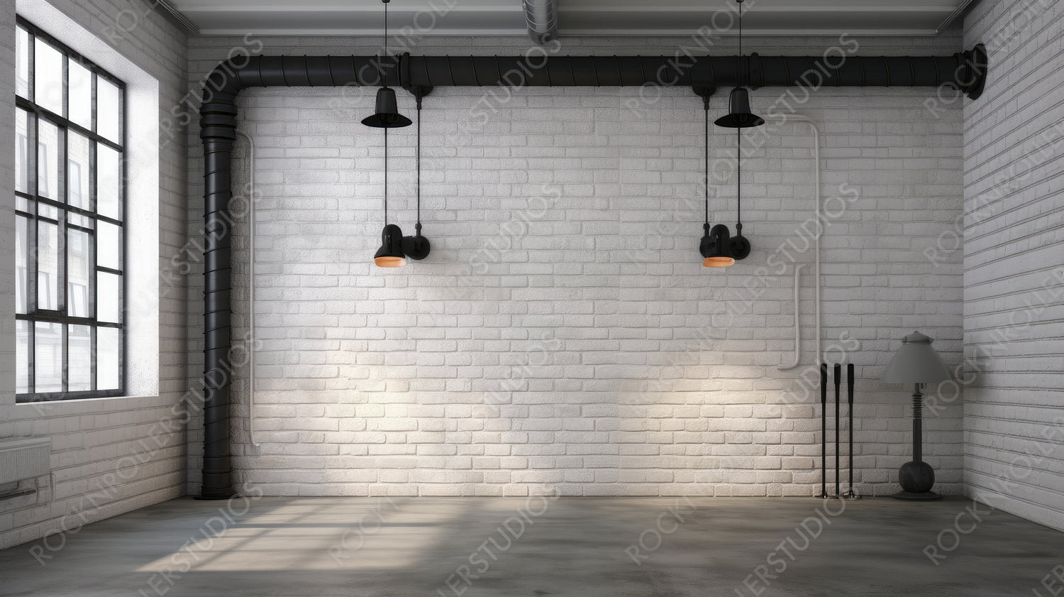 Contemporary Interior Design Background. Industrial Room. Generative AI.