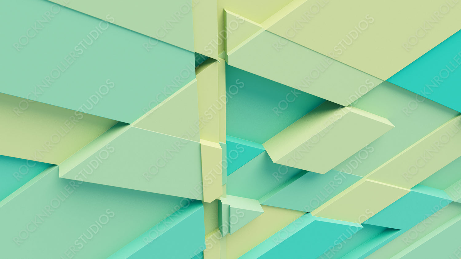 Turquoise and Yellow Tech Background with a Geometric 3D Structure. Clean, Minimal design with Simple Futuristic Forms. 3D Render.