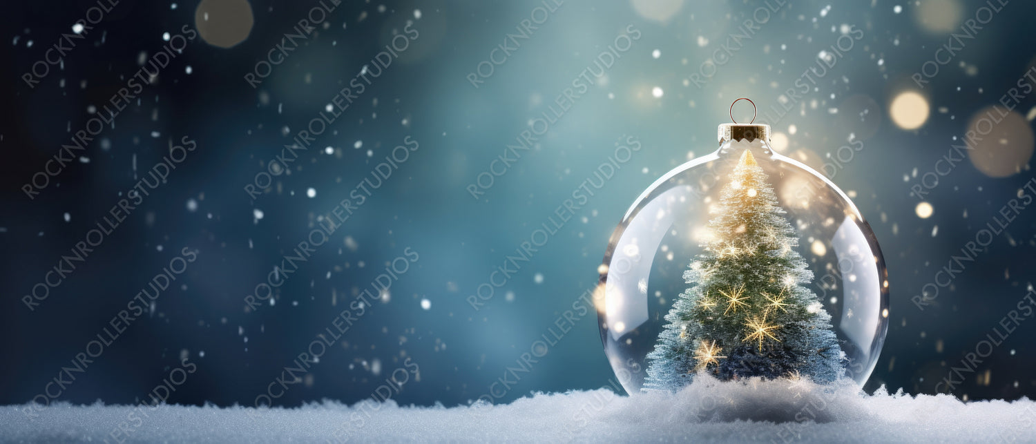 Shiny Christmas Tree in Snow Globe