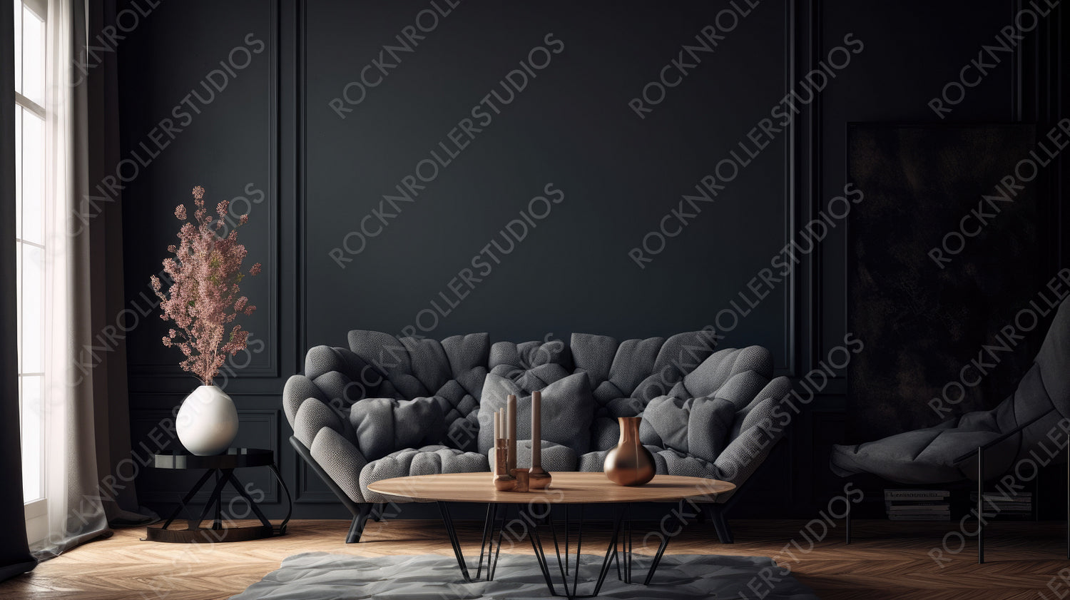 Luxury Interior Design Background. Stylish Living Room. Generative AI.