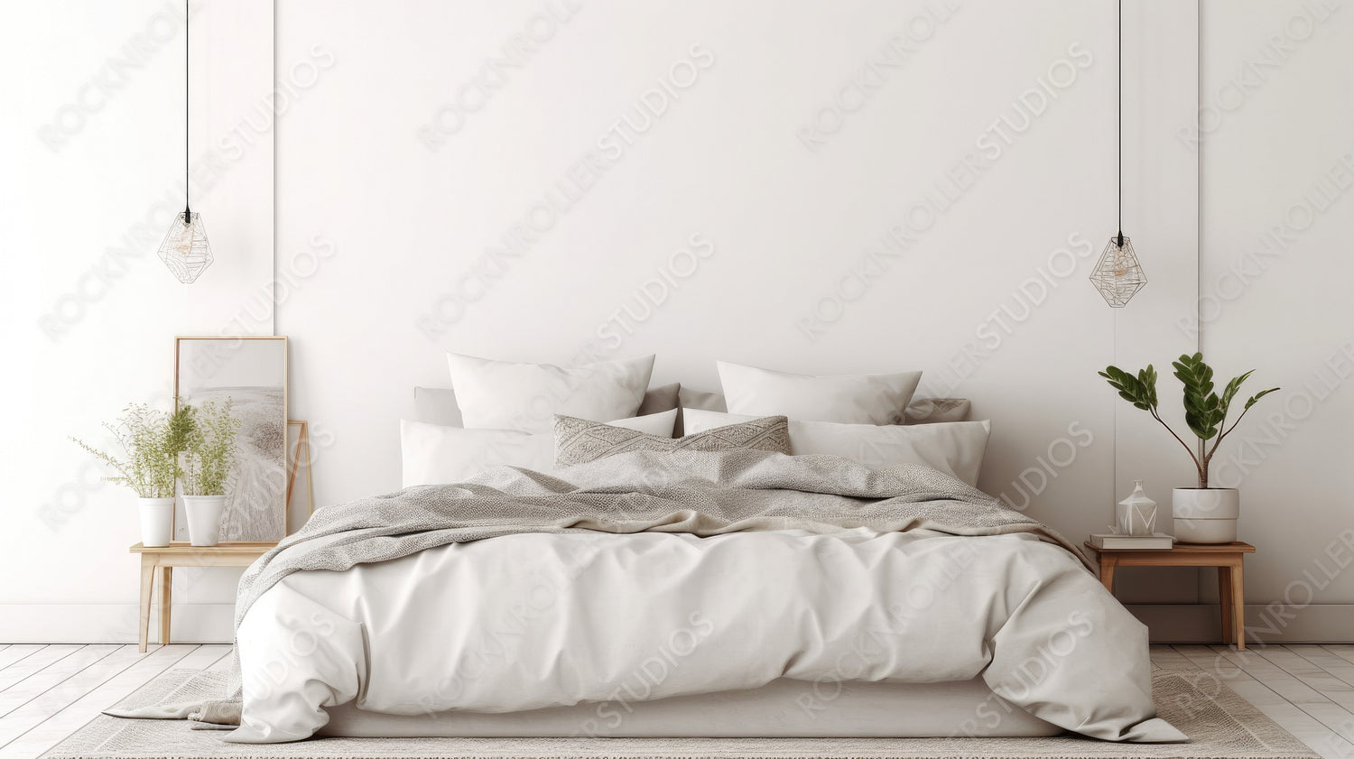 Contemporary Interior Design Background. Modern Bedroom. Generative AI.