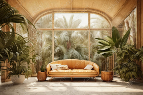 Stylish Sun Room. Modern Interior Design Background. Generative AI.