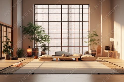Minimal Room Background. Contemporary Interior Design. Generative AI.