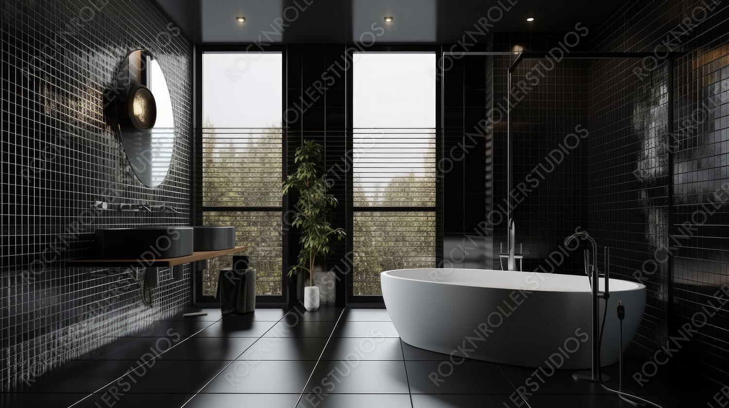 Contemporary Interior Design Background. Luxury Bathroom. Generative AI.