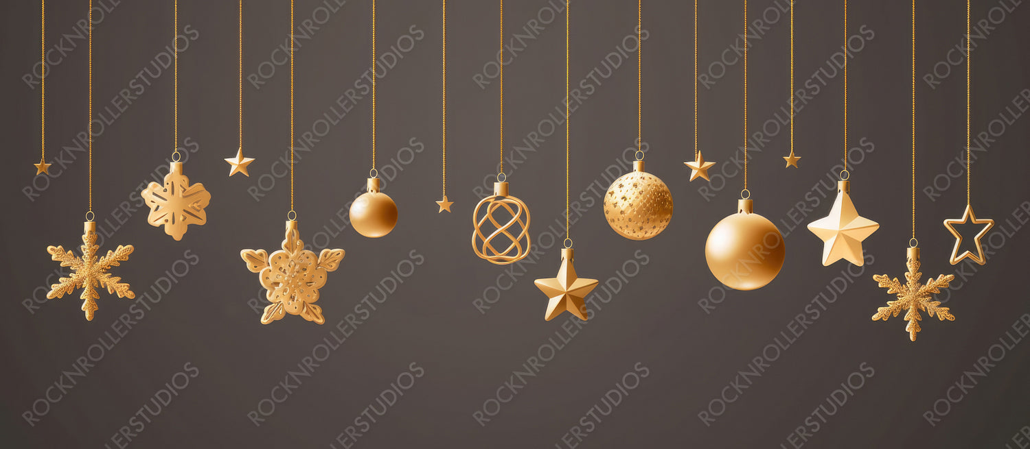 Christmas Elements Hanging Gold Isolated Background
