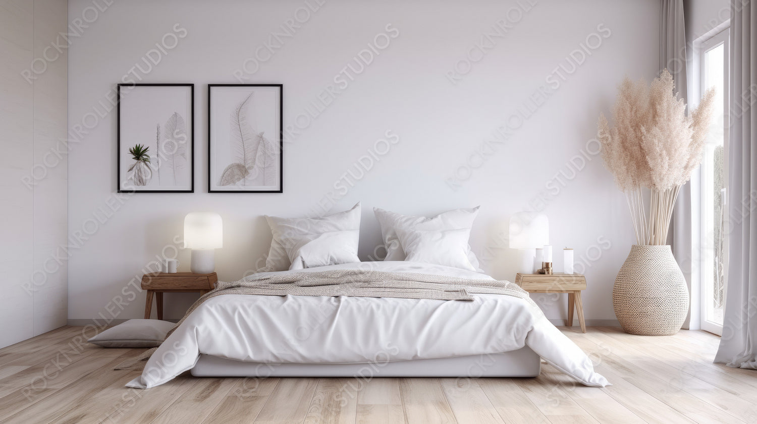 Modern Bedroom Background. Stylish Interior Design. Generative AI.