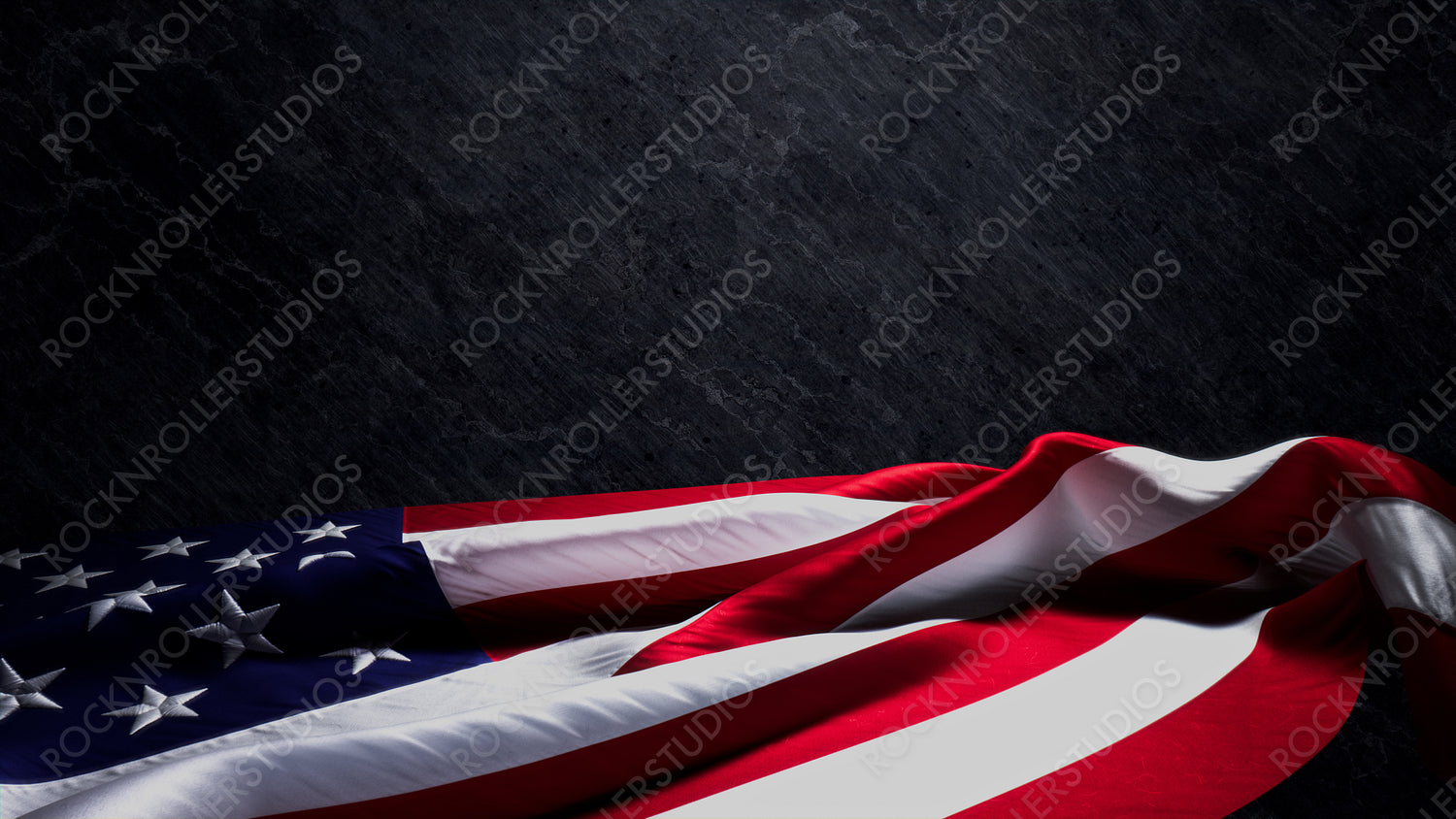 Veterans Day Banner with US Flag, Black Slate Background and Copy-Space.