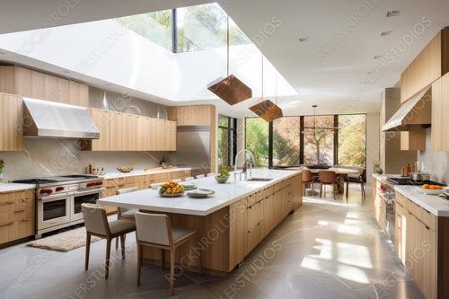 Contemporary Interior Design Background. Minimal Kitchen. Generative AI.