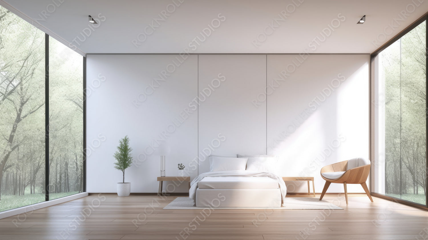 Minimal Interior Design Background. Stylish Room. Generative AI.
