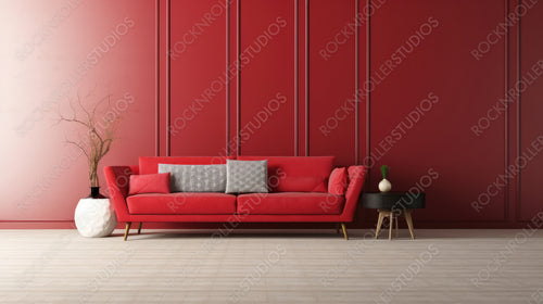 Modern Living Room. Contemporary Interior Design Background. Generative AI.