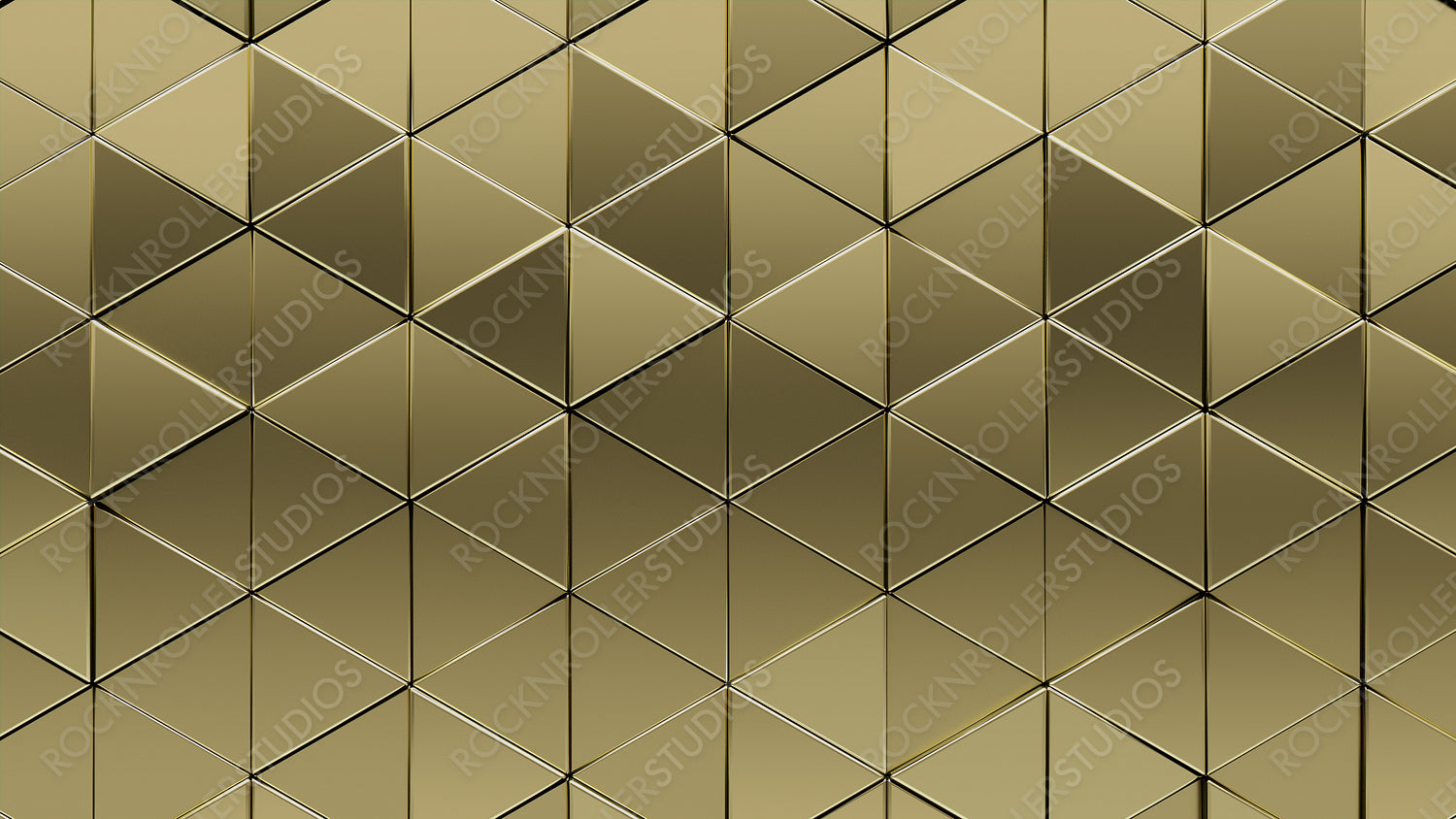 3D, Polished Mosaic Tiles arranged in the shape of a wall. Triangular, Glossy, Bullion stacked to create a Gold block background. 3D Render